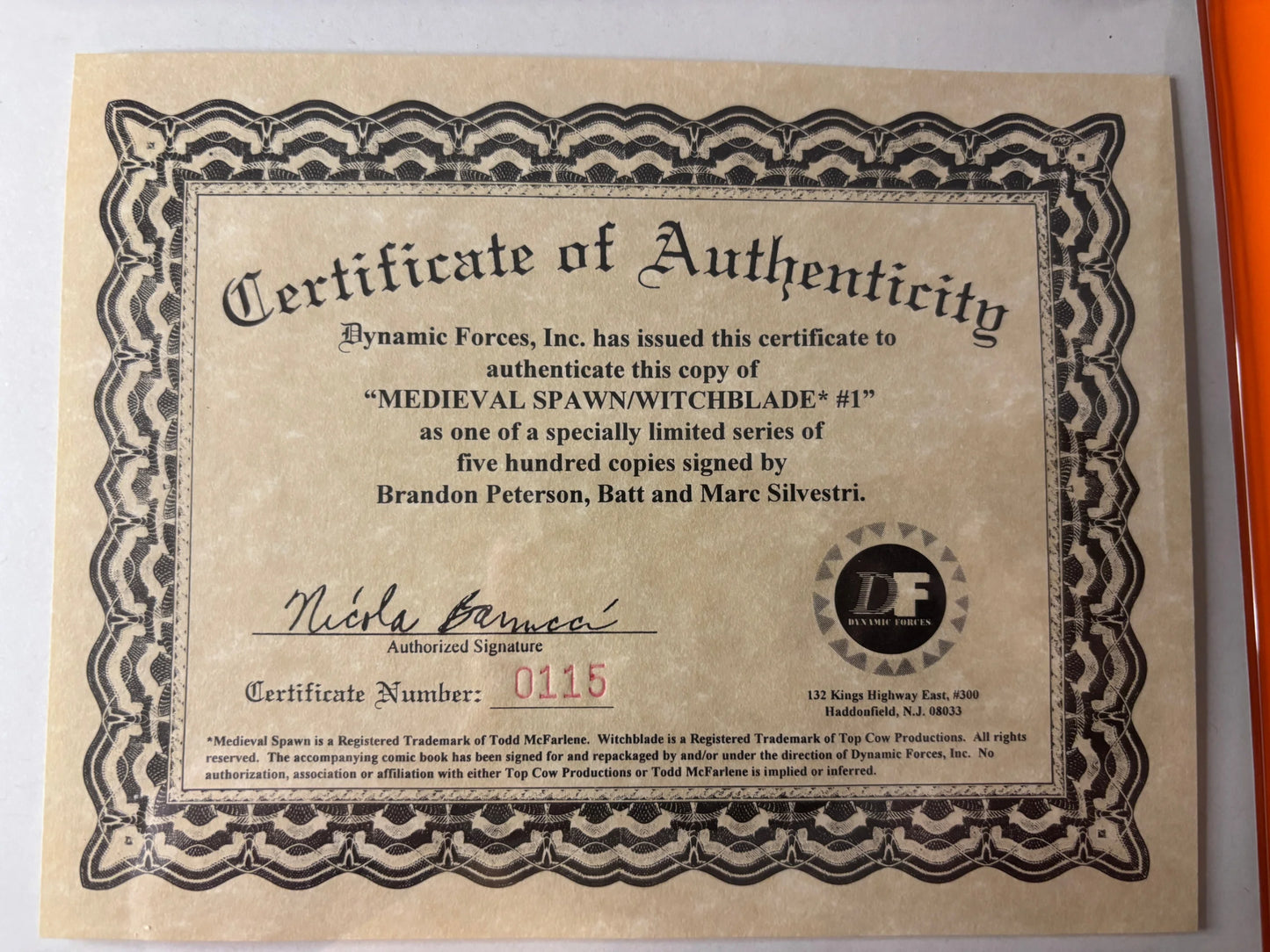 Medieval Spawn Witchblade #1 Triple Signed Silvestri Batt Peterson COA DF Ltd 500