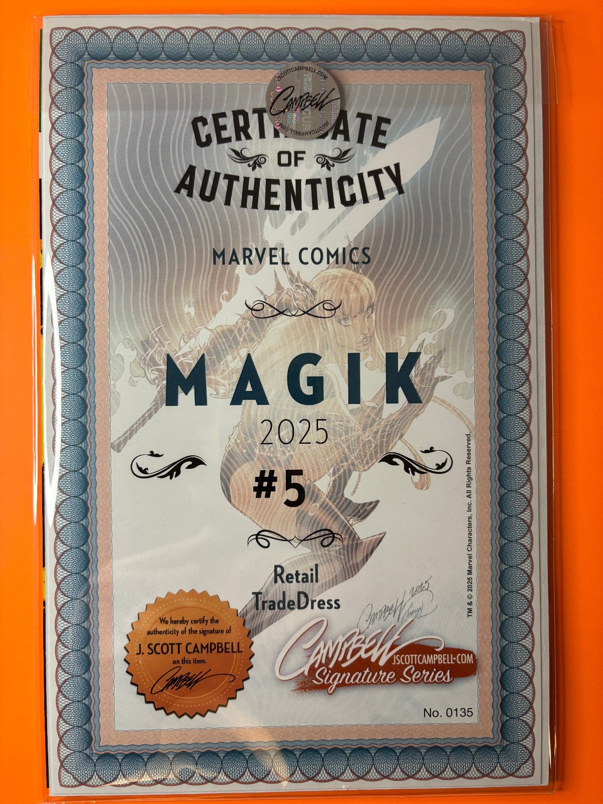 Magik #5 J Scott Campbell Signed Trade Dress Variant COA Marvel 2025