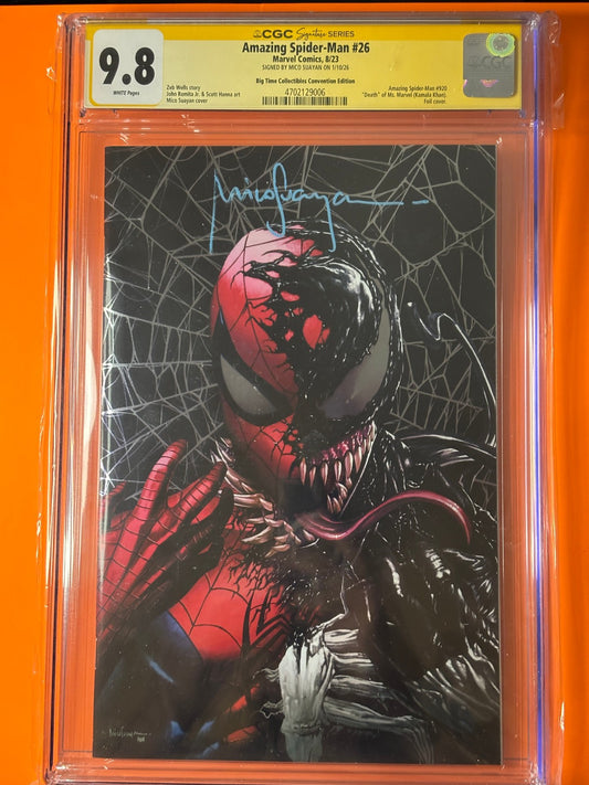 Amazing Spider-Man #26 CGC 9.8 SS Mico Suayan Foil Death Ms Marvel