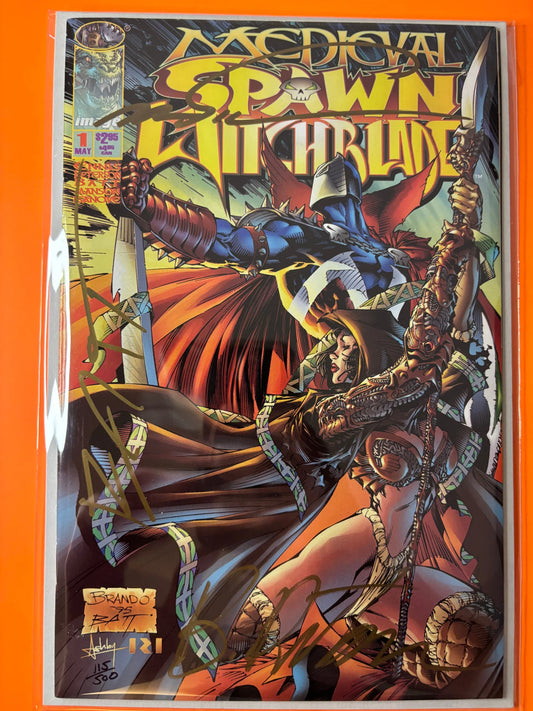 Medieval Spawn Witchblade #1 Triple Signed Silvestri Batt Peterson COA DF Ltd 500