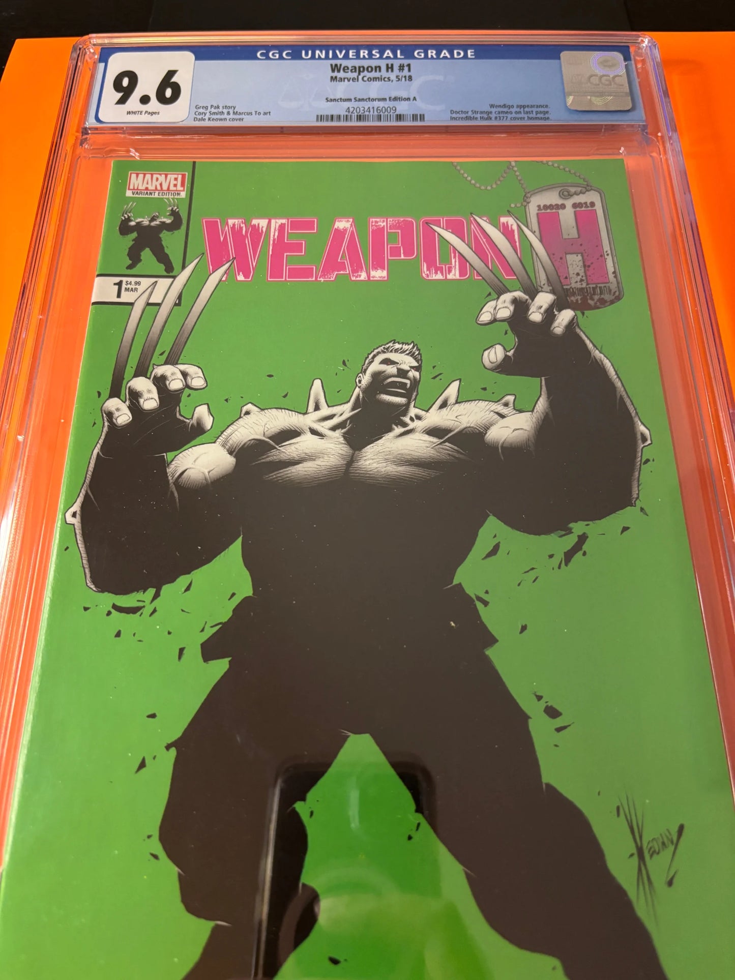 Weapon H #1 Sanctum Variant A CGC 9.6 Keown