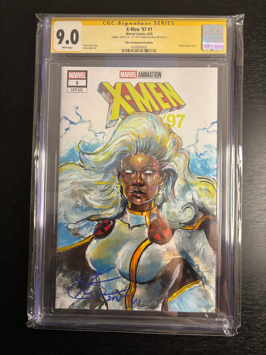 X-Men '97 #1 Marvel Animation Variant CGC 9.0 SS 1/1 Sketch Storm Esteban Salinas