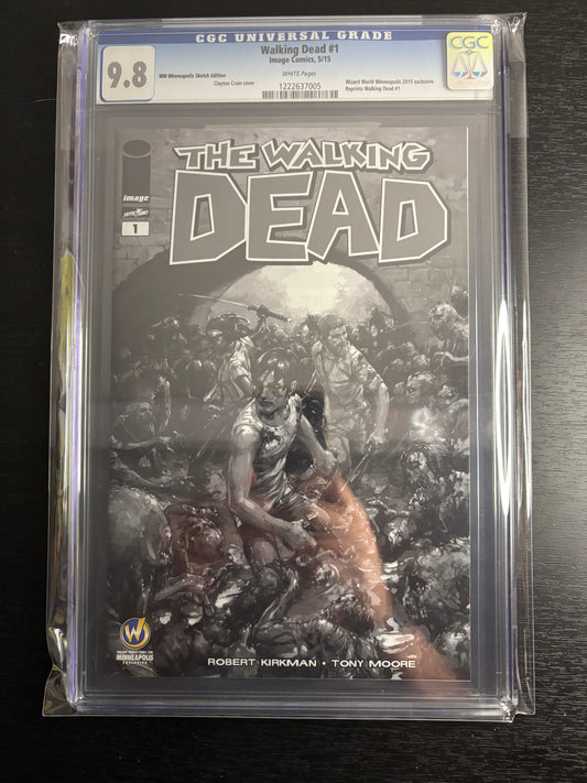 Walking Dead #1 WW Minneapolis Sketch Edition CGC 9.8 Clayton Crain Cover