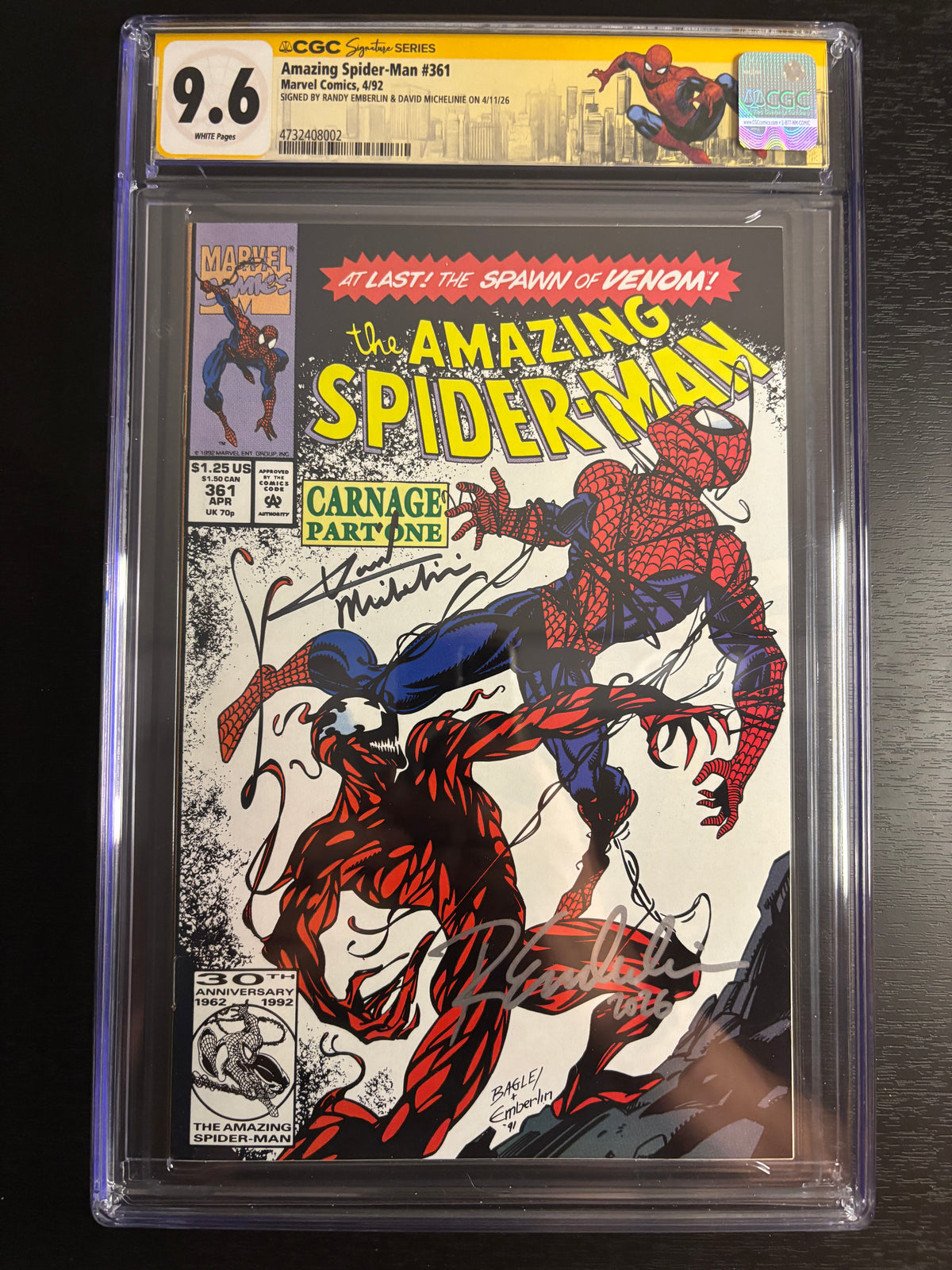 Amazing Spider-Man #361 CGC 9.6 SS Signed Michelinie & Emberlin 1st Carnage