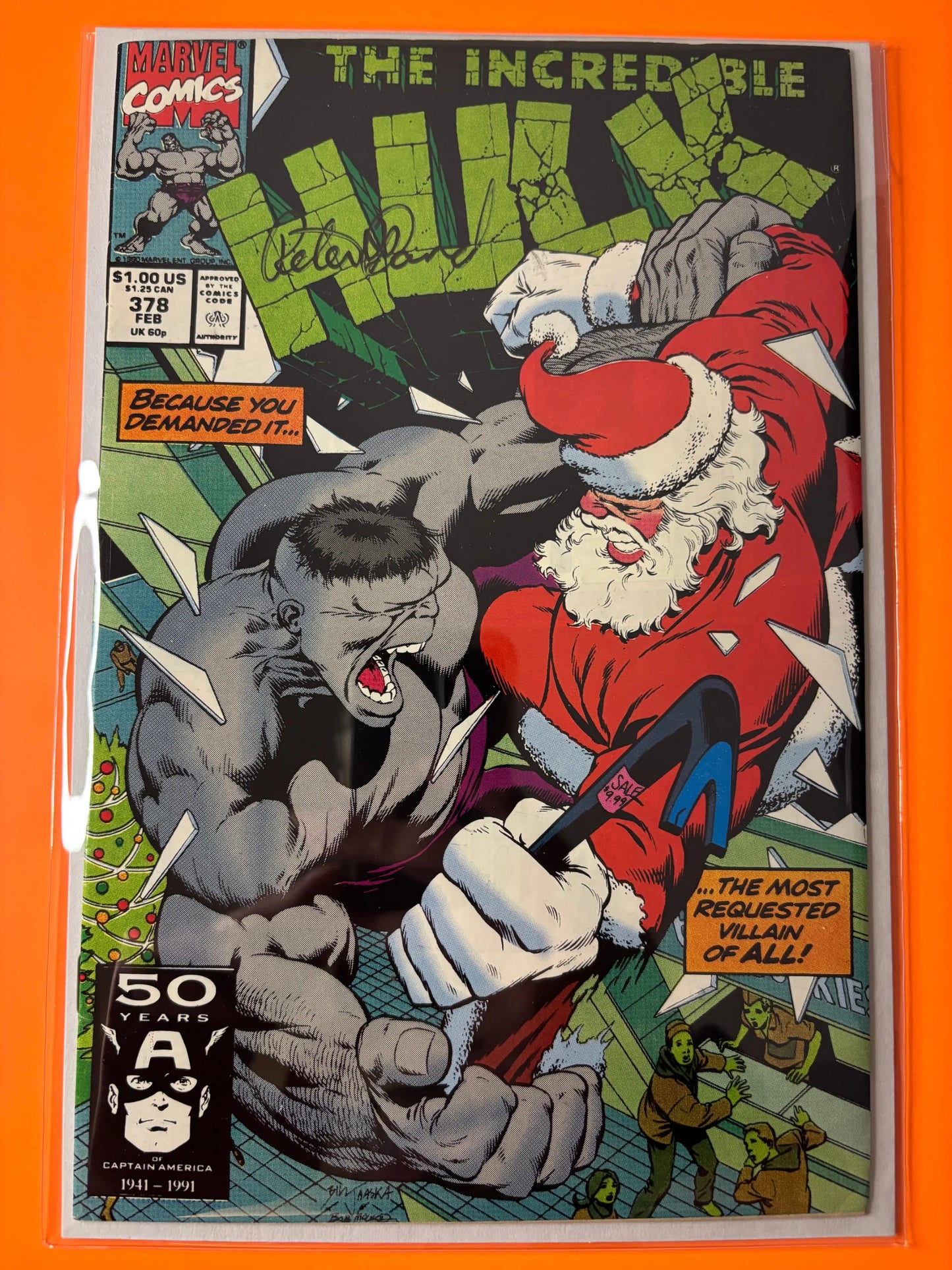 Incredible Hulk #378 Signed Peter David VF COA Marvel